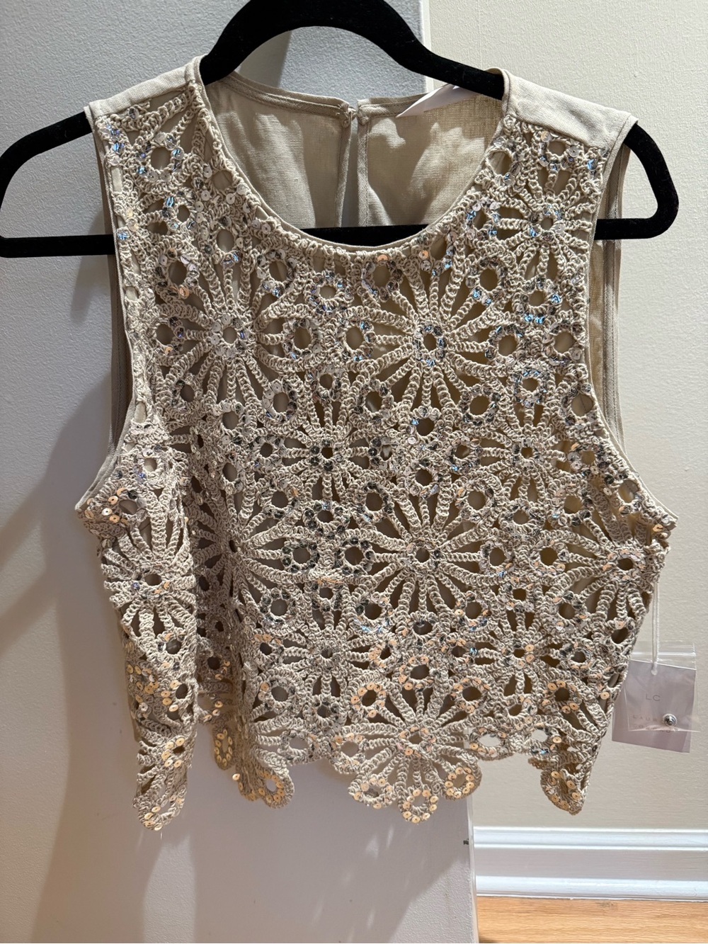 Lauren Conrad Crochet sequin top size Large